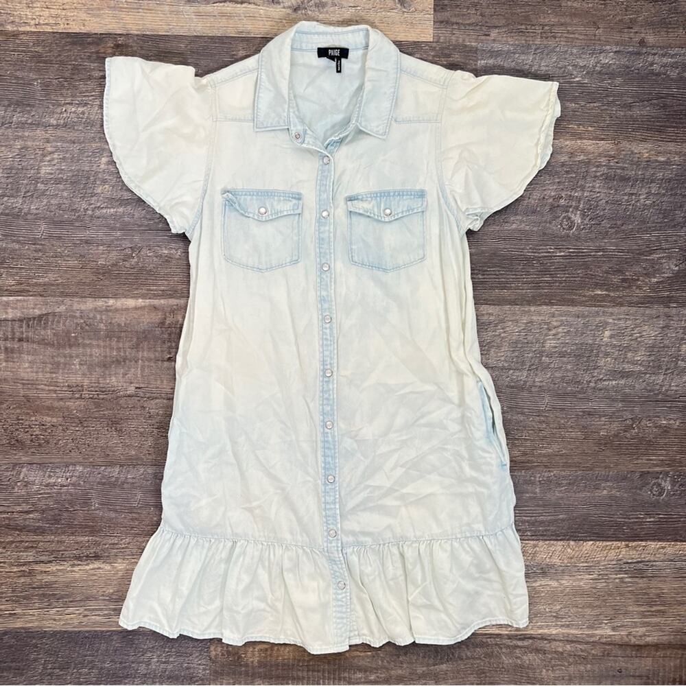 PAIGE Callan light wash denim jean dress in Cadie size medium M (no belt) B127 - Picture 2 of 5